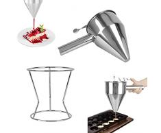 EMAGEREN Imbuto Dosatore per Muffin Imbuto da Forno in Acciaio Inossidabile Imbuto per Pasticceria Imbuto a Pistone per Dessert con 1 Supporto per Uso Domestico da Cucina o Panetteria (1.2L)