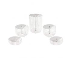 Manschin-Laserdesign - Alzata per torte in vetro acrilico, rotonda, 5 ripiani, per compleanno, in alluminio, Ø 28 cm (5 ripiani)