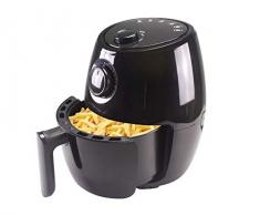 BEPER P101FRI001 Friggitrice ad aria calda, Senza Olio, Timer e Temperatura regolabile, Recipiente e griglia rimovibili, Capacità 2 litri, Potenza 1000 Watt, Nero