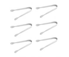 NACTECH 6 Pinze per Ghiaccio Pinze da Cucina Piccole Molla per Ghiaccio in Acciaio Inox Servire Antipasti Caffè Buffet Pasticcini Insalata Tè Zucchero Bar Ristorante Casa Hotel Nuziale 11cm Argento