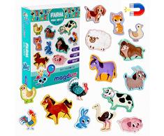 MAGDUM Animali Fattoria Magneti Bambini - 15 GRANDI Calamite Frigorifero - Calamite Bambini - Giochi Bambini 3 anni - Animali Giocattolo per Bambini - Calamite Animali per Bambini - Giochi Magnetici