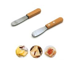 ZARRS Coltello da Burro,2 Pezzi Spalmatore di Burro in acciaio inossidabile con Manico in Legno per Condimenti per Torte,Pasticcerie e Cucina