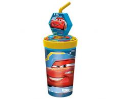 P:OS Cars Tazza per Bambini con Cannuccia Integrata, Coperchio e Figura 3D, Recipiente per Bere con Capacità di Circa 475 Ml, Ottimo per Bevande Fredde, Multicolore, 10153310