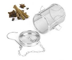 Infusore Tè,Filtro Colino Da Tè con gancio a catena esteso,Colino per tè in foglie,Filtro per tè in Acciaio Inox con Coperchio,per Condimenti Tè Foglie Sfuse, Spezie, Erbe Caffè(8x10)