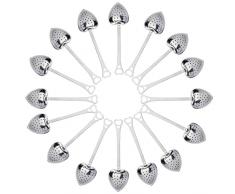ZIIVARD 50 pezzi infusore da tè in acciaio inox a lunga presa cucchiaio sciolto foglia di tè filtro a forma di cuore, ottimo regalo per gli amanti del tè