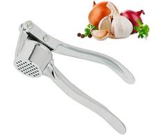 Qiaogle Pressa-aglio, Spremiaglio in Acciaio Inox Aglio Press/Crusher/Trituratore/Zenzero Crusher Professional Food Prep Grade Sicuro Facile Pulire Altamente DurabilKitchen Gadget Tool (Stile 2)