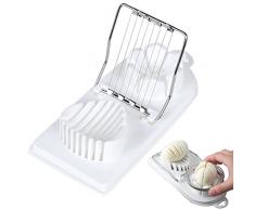 HUTVD Tagliauova, Laffetta-Uova in Acciaio Inox Taglia Uova Sode Multifunzione 2 in 1 Taglia-Uova Affettatura a Doppio Uovo Affettatrice per Insalata e Uova Sode, Bianco
