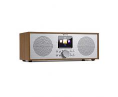AUNA Silver Star Stereo - Radio DAB+/FM, Internet Radio da Cucina, Wifi, Bluetooth, 2 x 8 Watt RMS, USB, Controllo App, AUX, Funzione Sveglia, Telecomando Incluso, Rovere