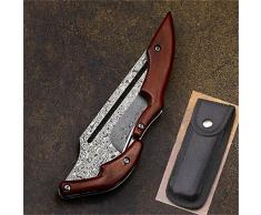 Damasco pieghevole coltello D2 acciaio pieghevole coltello da tasca allaperto coltello da tasca giungla coltello lama fissa lama (Color : H-zdd1-C)