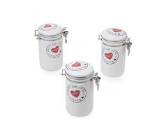 MONTEMAGGI Barattoli Ermetici per Sale-Zucchero-Caffe 10x10x18 cm Variante Unica, Ceramica, 10 x 10 x 18 cm