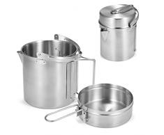 Lixada Pentola da campeggio, 1 l, in acciaio inox, con coperchio e manico, per campeggio, escursionismo, pesca, picnic