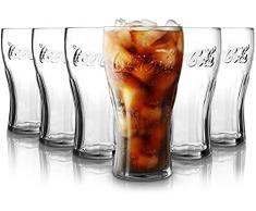 Atlantis - Coca Cola, bicchieri per acqua, 330 ml, set da 6 bicchieri di alta qualità, lavabili in lavastoviglie, trasparenti