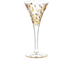 Bicchiere da liquore, bicchiere grappa, bicchiere cristallo "BRANCHES" 50 ml, oro, cristallo brillante, stile moderno (ART GLASS powered by CRISTALICA)