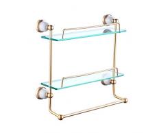KKCF Mensole Mensola da Bagno Parete Tovaglia Bicchiere Punch/Punch-Free, 2 Strati, 2 Colori Casa Ornamento Semplice Pratico (Colore : Gold-550 * 82 * 450mm)