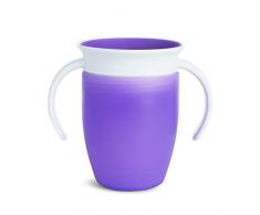 Munchkin Miracle 360 Tazza di Transizione, Tazza per Svezzamento Antigoccia con Manici per Bambini a Partire da 6 Mesi, senza PBA, Lavabile in Lavastoviglie - Capacità: 207 ml, Colore: Porpora