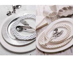 4 SOTTOPIATTI RIGHE ARGENTO SATINATO