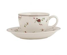 Clayre & Eef LPRKS La Petite Rose - Tazza da caffè con piattino, 0,2 l, ca. 0,2 l