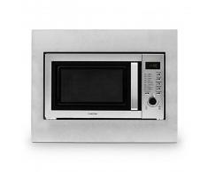 Klarstein Steelwave forno a microonde (800 Watt, 23l, a incasso, piatto girevole, 8 programmi automatici, display LCD, timer) - argento