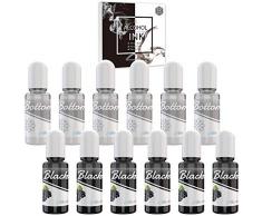 Bianco & Nero Alcohol Ink Set - 120ml Inchiostro Alcool per Pittura Resina Epossidica, Fabbricazione Capsule Petri di Resina, Yupo - Colorante Alcolico Epoxy Concentrata per Arte Resina, Bicchieri