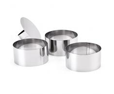 Guowall Set di 3 Coppapasta, Coppa Pasta con Pressa Anelli per Torte Coppapasta Tagliapasta Anello, Acciaio Inox, Rotondo