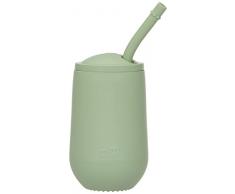 ezpz Happy Cup 24 mesi + Bicchiere da allenamento per bambini piccoli con coperchio e cannuccia 100% silicone progettato da uno specialista in alimentazione pediatrica Salvia