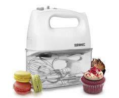 Duronic HM4 /W Sbattitore elettrico a mano 400 W – Frusta elettrica 5 velocità – porta accessori incluso – Sbattitori, ganci e frusta inclusi – Ideale per dolci / torte / creme / pasticceria