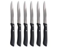 Coltello da tavola per bistecca carne pizza lama acciaio inox seghettata manico nero chiodato per pub ristoranti di lusso