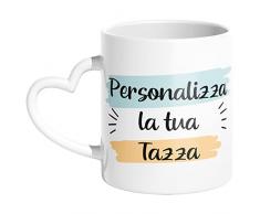 Woopers Tazza con Manico a Cuore Personalizzata con 1 o 2 Foto e Scritte (Bianco)