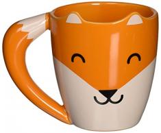 Thumbs Up! Fox Mug Tazza, Ceramica, Bianco e Arancio