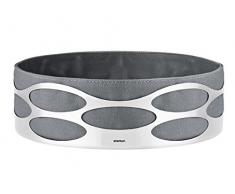 Stelton X 28 - 3 di 4 Cestino per pane in acciaio inox con copertura in cotone, Tortora (Taupe), 23.5 x 23.5 x 7.5 cm