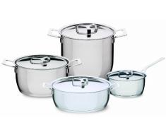 Alessi AJM105/18 Pots&Pans Casseruola a Manico Lungo in Acciaio Inossidabile 18/10 Lucido, 18 cm