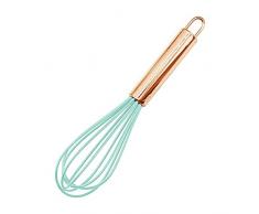 Frusta da cucina in silicone da 8 pollici per cucinare manico in acciaio inox piccolo frusta uovo frusta frusta (verde)