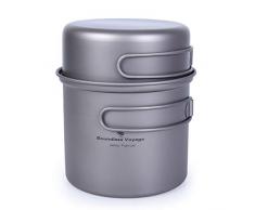 Boundless Voyage Pentola in Titanio con Manico Pieghevole Set di stoviglie da Campeggio per Picnic in Campeggio