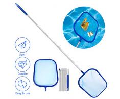 Fixget Piscina Skimmer, Foglia Rete atterraggio Net Mesh Skimming Pool Net Pool Leaf Skimmer con 47 5-Sezione Polo di Alluminio per la Pulizia Piscina, Giardino Stagno, Vasca idromassaggio, Spa