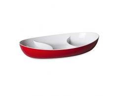 Omada Design Antipastiera Ovale, Vassoio in Plastica Bicolore da 28cm, 3 Scomparti, Lavabile in Lavastoviglie, Made in Italy, Linea Trendy, Rosso