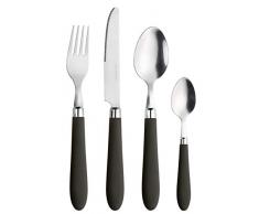 Pintinox Set da 24 Posate Serie Daisy, in Acciaio Inox Nichel Free, Manici in Plastica Colore: Nero, con Scatola Regalo