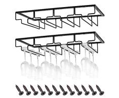 ROEXUN 2 Pezzi Scolabicchieri Portabicchieri,Porta Bicchieri da Vino,Portabicchieri Sospeso con Viti Porta Calici,Porta Calici Sotto Armadio for all Kinds of Goblets per Famiglia,Ristorante,Hotel