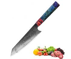 Promithi Coltello da cuoco professionale fatto a mano 67 strati di acciaio al carbonio damasco giapponese VG10 8 pollici Cucina Kiritsuke Knife,Ergonomico di taglio della mannaia di verdure di taglio