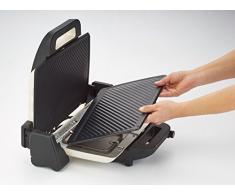 Ariete 1914 La Grigliata Griglia Elettrica, con Piastre Antiaderenti Removibili, Bistecchiera, Tostiera, Barbecue, Apribile a 180°, Termostato Regolabile, 1800 W, Crema