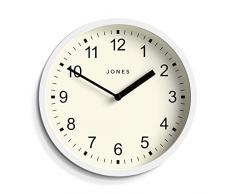 Jones Clocks® The Spin - Orologio piccolo - Orologio da parete rotondo - Orologio da cucina - Orologio da soggiorno - Orologio da ufficio - Orologio da parete moderno - Orologio 20 cm (Bianco)
