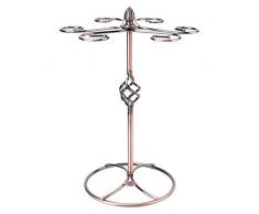 Portabicchiere da Vino Supporto per Bicchieri da Vino con 6 Ganci Supporto per Calice da Tavolo Scolabicchieri da Appoggio Organizzatore di Stoccaggio di Bicchieri di Vino per la Casa, Bar (Bronzo)
