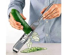 DXFWZQ Grattugia, 3 in 1 multiuso affettatrice per verdure in acciaio inox, trituratori per frutta e patate, grattugia per carote, utensili da cucina
