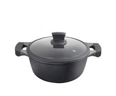 Metaltex XPERT-Casseruola Alta in Alluminio pressofuso, 30 cm, Antiaderente ILAG 3 Strati, Completa induzione Adatta a Tutti i Tipi di Piani Cottura, Nero, 30 CMS