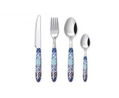 Excelsa Maiolica Blue Servizio 24 Posate, Acciaio Inossidabile, Blu