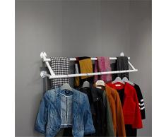 Mensole da muro Accessori decorativi Sciarpa Rack, Appendiabiti doppio palo, Bagno in metallo fissato al muro e camera da letto Bar asciugamano appeso / asta appendiabiti, stendibiancheria resistente / parete Abbigliamento Rack