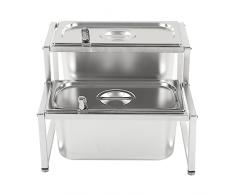 CUTULAMO Portamarmellata per Condimenti, Supporto per Scatole per Condimenti Retrattile da Appoggio Realizzato in Acciaio Inossidabile da 0,7 Mm (2x1/3 padelle)