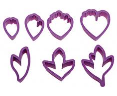 DECORA Confezione Tagliapasta Peonia con Foglie, Plastica, Viola, 7 Pezzi