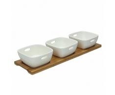 TOGNANA - antipastiera rettangolare con vassoio in legno di bamboo + 3 ciotole