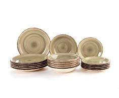 Quid Servizio da tavola completo moderno in porcellana per 6 persone (18 pezzi) piattini, fondi, piatti dessert, gres grigio perla, standard