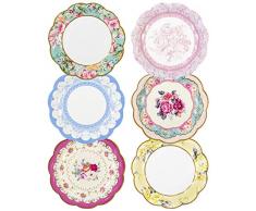 Talking Tables Set da 12 Piatti da Dessert In Carta con Stampa Floreale Vintage (18 cm) | Piatti da Party Incantevoli ed Eleganti | Per Compleanni Matrimoni Baby Shower Anniversari Di Matrimonio
